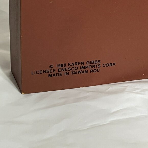 1988 Vintage Enesco Wood Block Painted House Shelf Sitter Brick Chimney - Picture 4 of 6